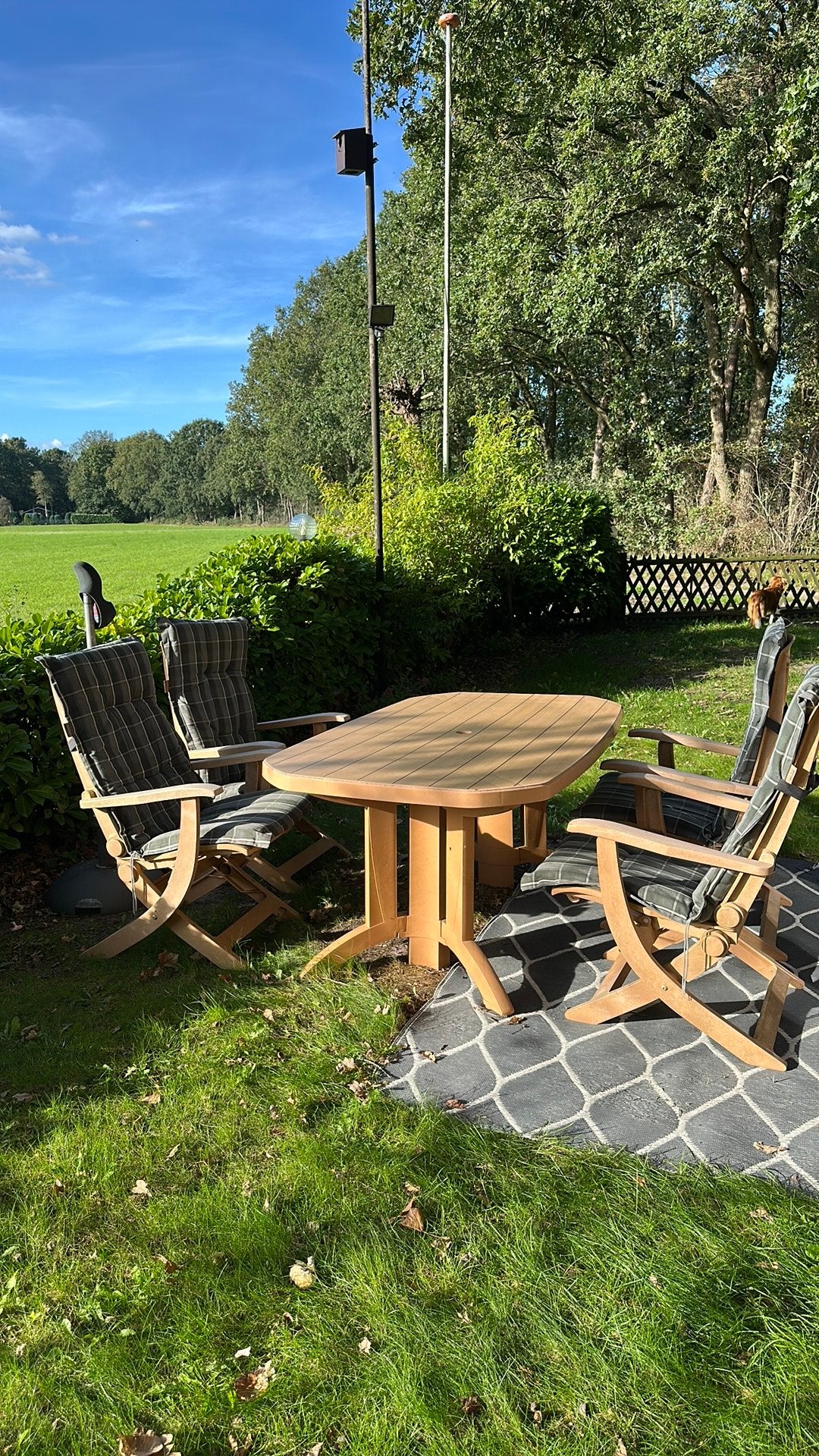 Grosfillex tuinset met kussens, Ophalen, Kunststof, Gebruikt, 6 zitplaatsen