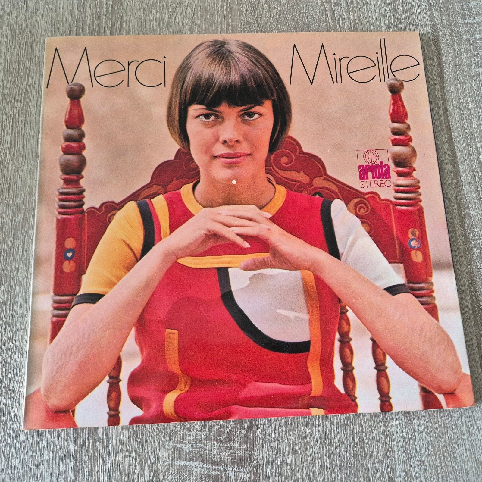 Mireille Mathieu - Merci Mireille LP (hoes licht beschadigd), LP, Gebruikt, Pop, Ophalen of Verzenden