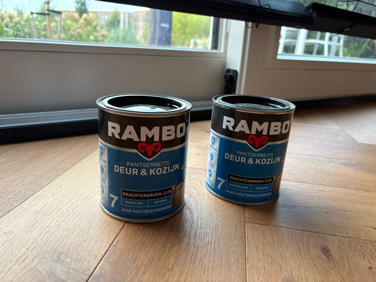 2x Rambo Pantserbeits Deur & Kozijn Grachtengroen 1128, Ophalen, Nieuw, Beits, Minder dan 5 liter