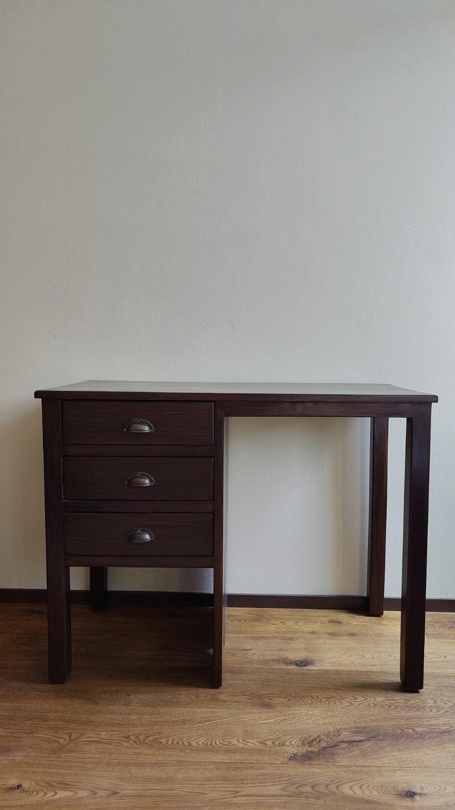 Volhouten klassiek bureau, Ophalen, Gebruikt, Bruin, Hout