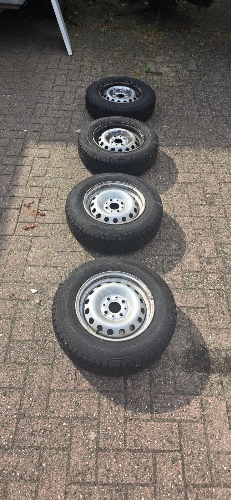Set van 4 Blackstone 155/80 R13 M+S banden op velg, Gebruikt, 155 mm, 13 inch, Banden en Velgen