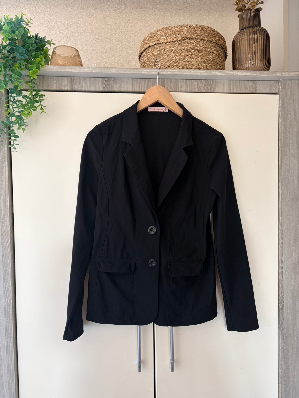 Studio Anneloes zwarte travelstof blazer maat S, Zwart, Ophalen of Verzenden, Zo goed als nieuw, Jasje