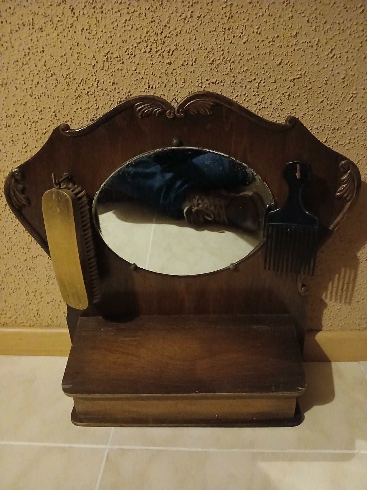 Charmante vintage hal kaptafel 42 cm hoog en 48,5 cm breed, Antiek en Kunst, Ophalen of Verzenden