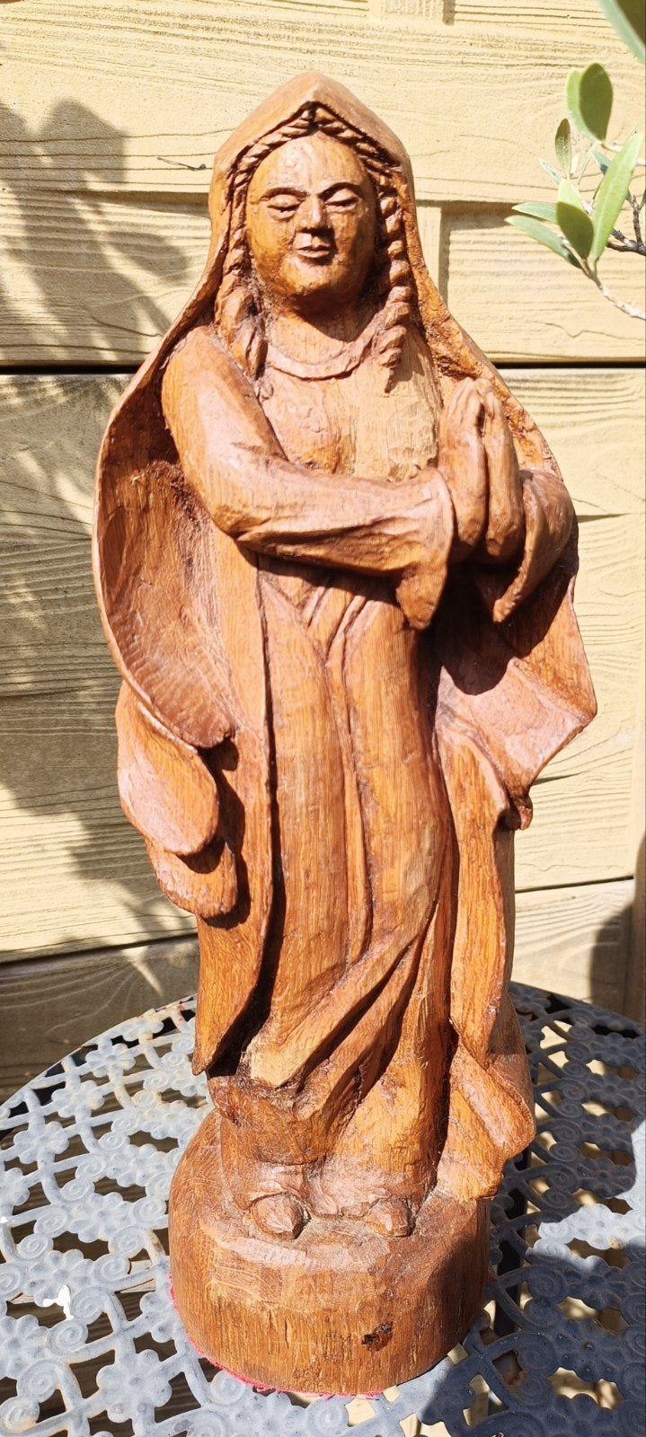 Antiek houten Mariabeeld - Handgesneden, Ophalen of Verzenden