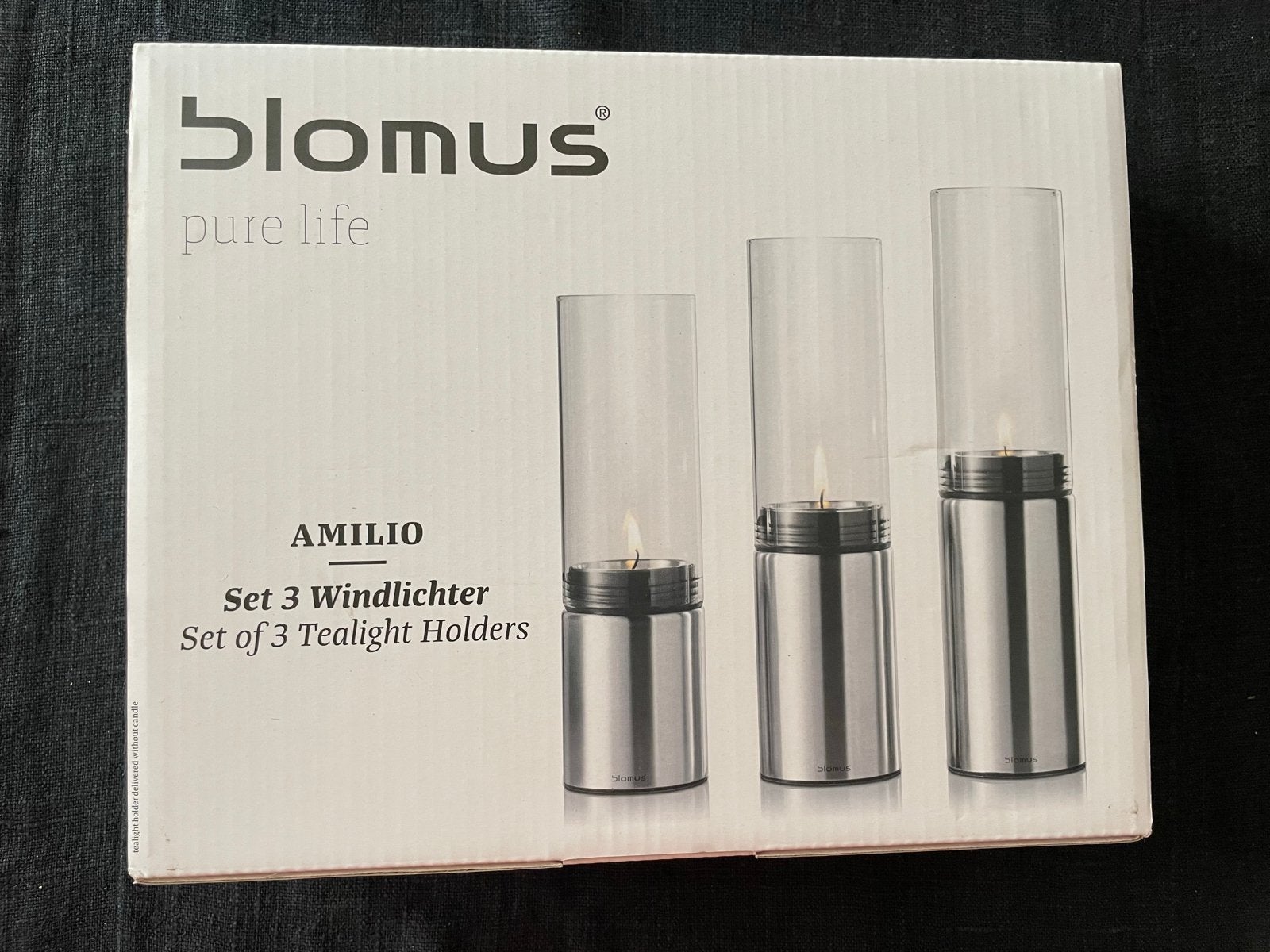 Blomus Amilio Set van 3 Windlichten / Waxinelichthouders, Windlicht, Overige merken, Nieuw, Ophalen of Verzenden