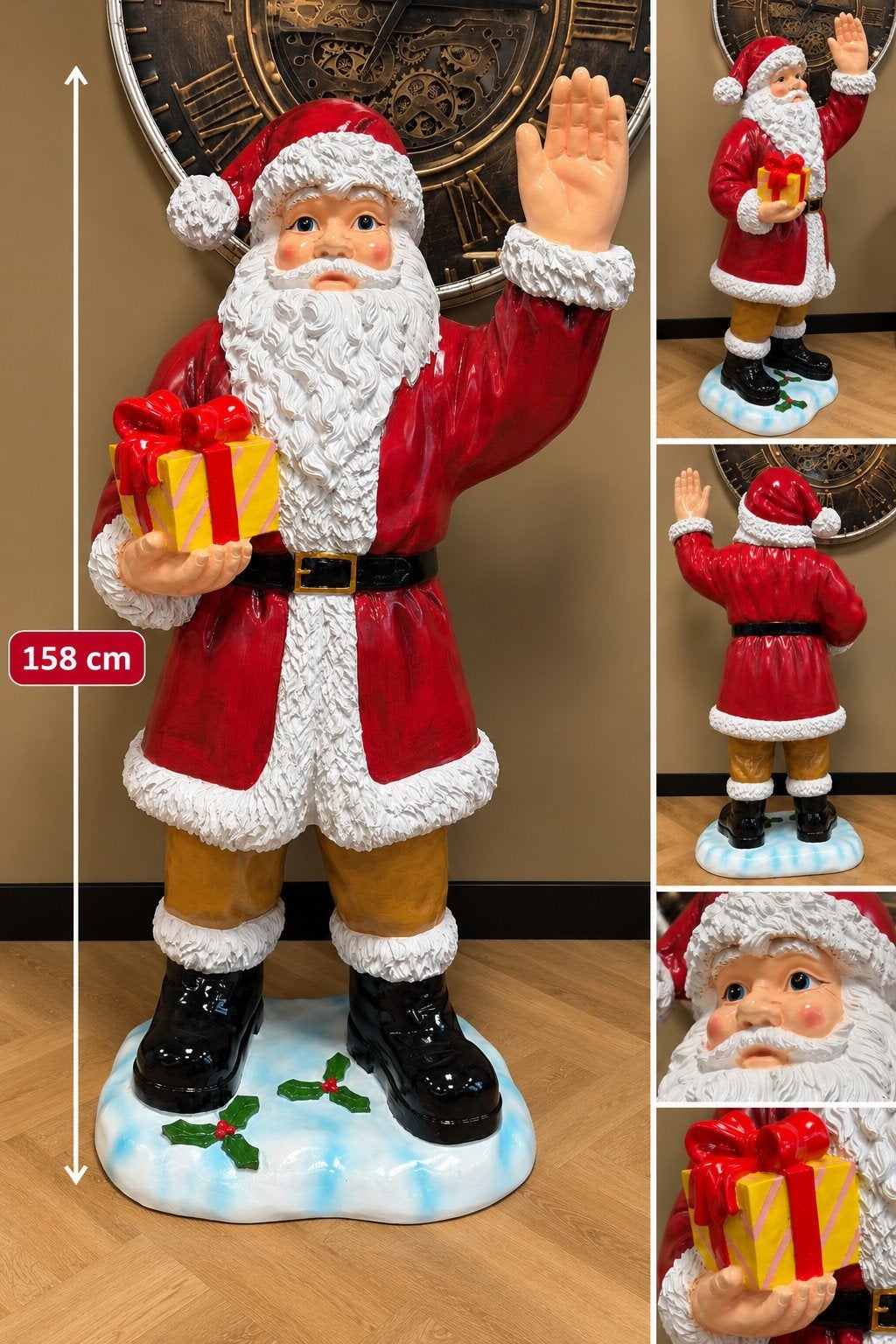 Grote Kerstman 158 cm – Polyester Kerstbeeld – Kerstd, Ophalen, Nieuw