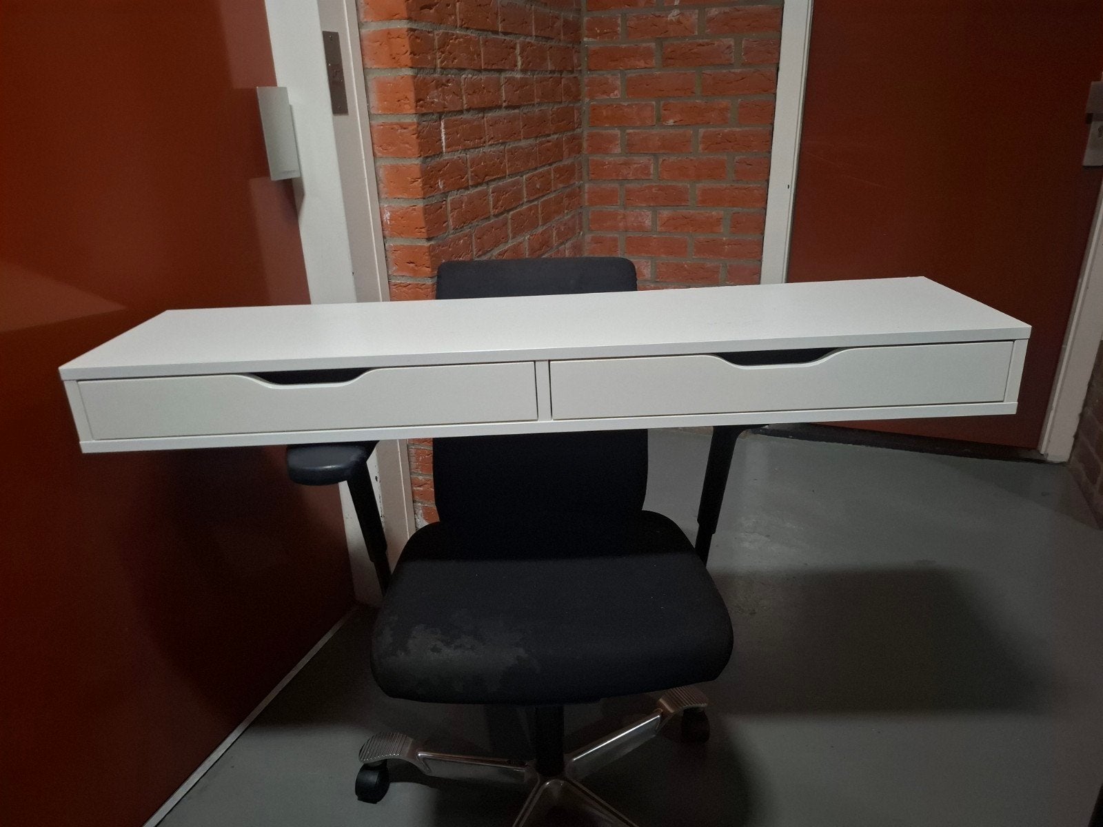 IKEA EKBY ALEX plank/bureau met lades - Wit, Ophalen, Met lades, Zo goed als nieuw, IKEA
