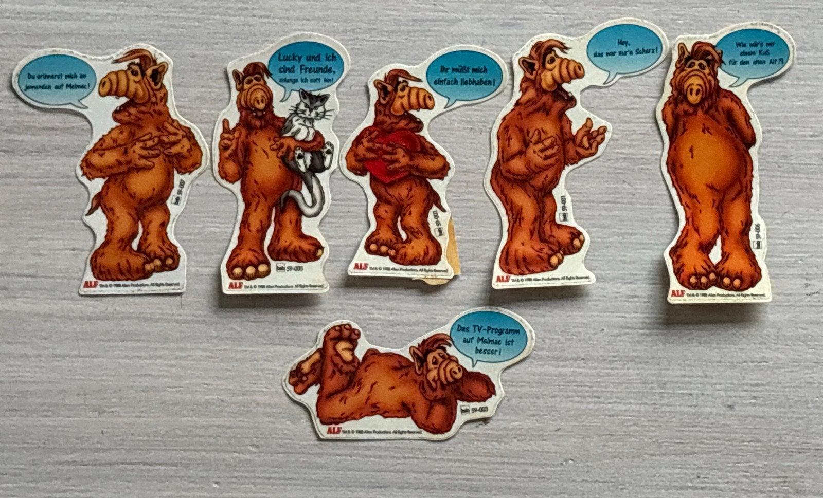 Vintage ALF Stickers - Set van 6, Verzamelen, Poppetjes en Figuurtjes, Nieuw, Ophalen of Verzenden