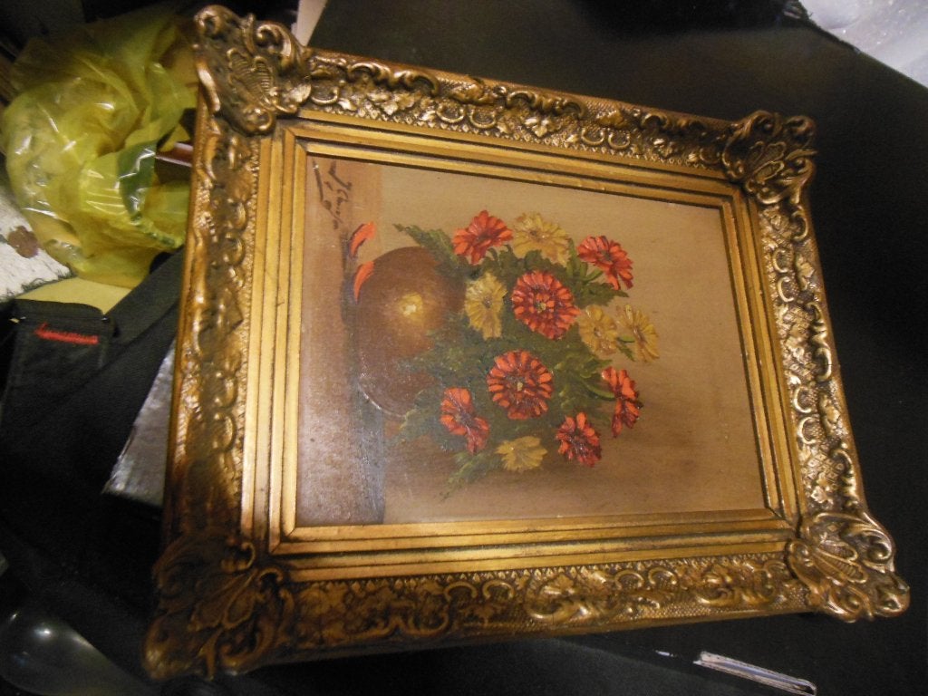 schilderij antiek kunst vintage decoratie rozen in pot, Ophalen, Origineel werk, Bloemen