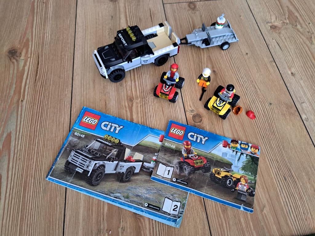 Lego City 60148: Raceboot Transport - Compleet met boekje, Lego, Compleet, Ophalen of Verzenden, Complete set