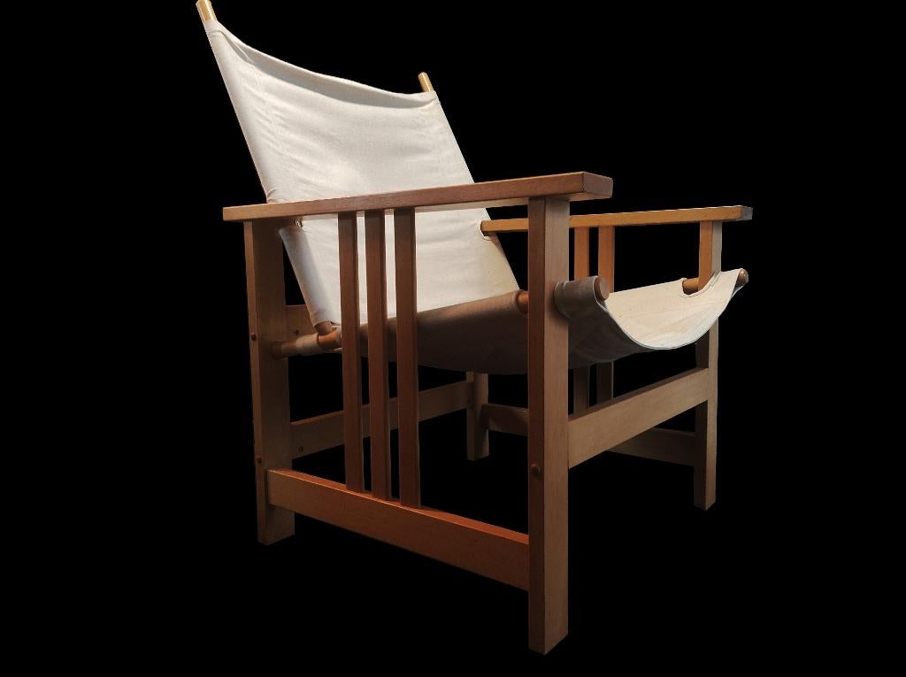 Schitterende vintage Scandinavisch design safari fauteuil, Huis en Inrichting, Fauteuils, Ophalen, Gebruikt, 75 tot 100 cm, Stof