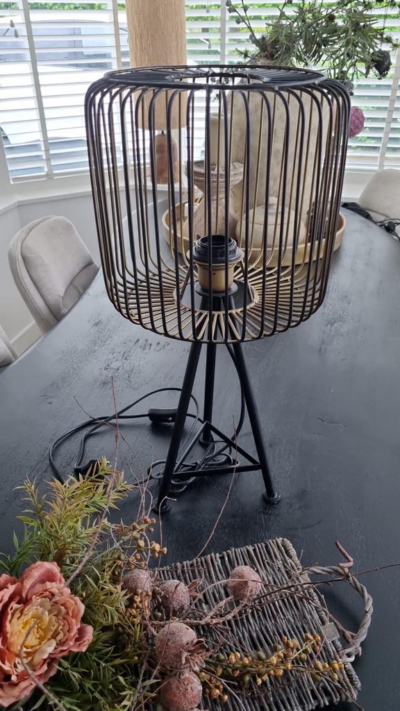 Zwarte metalen lamp, Ophalen of Verzenden, Gebruikt
