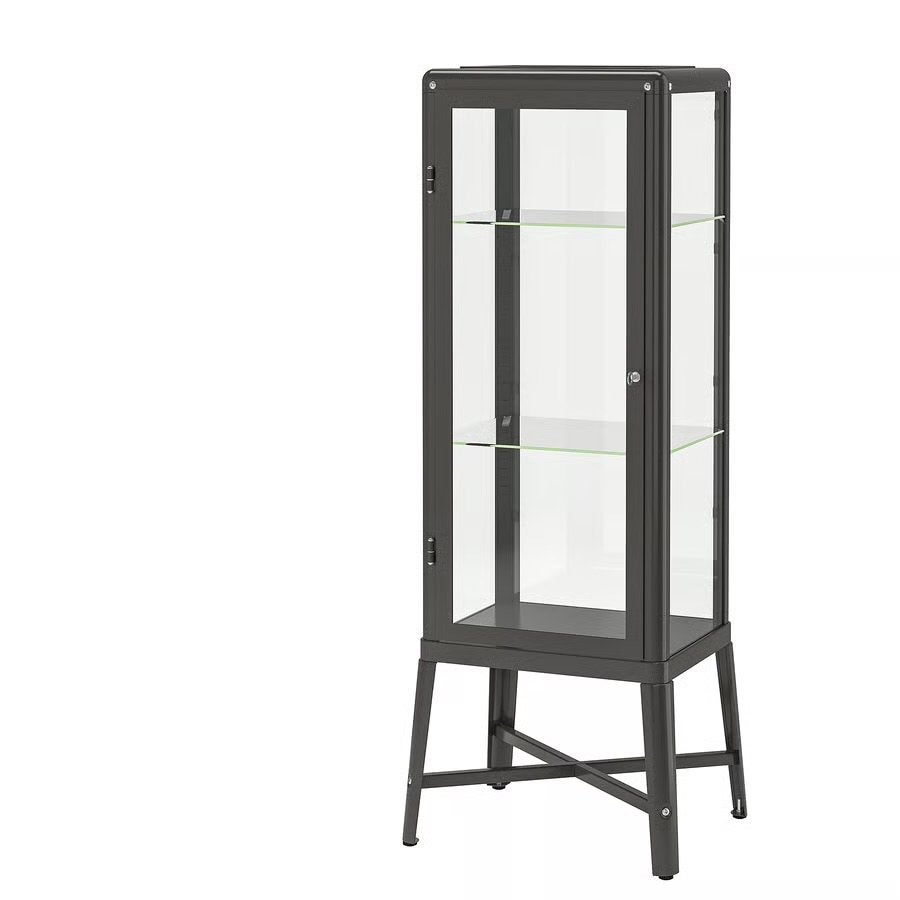 IKEA Fabrikör vitrinekast donkergrijs metaal (2 beschikbaar), Ophalen, 50 tot 100 cm, 150 tot 200 cm, 25 tot 50 cm