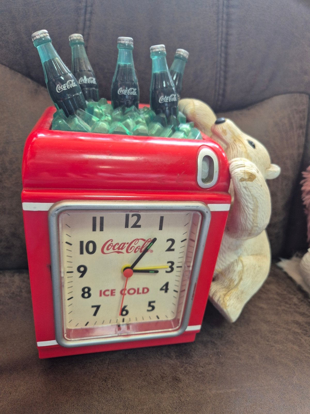 Coca-Cola ijsbeer klok met flessen - Vintage reclame, Ophalen of Verzenden, Gebruikt, Gebruiksvoorwerp