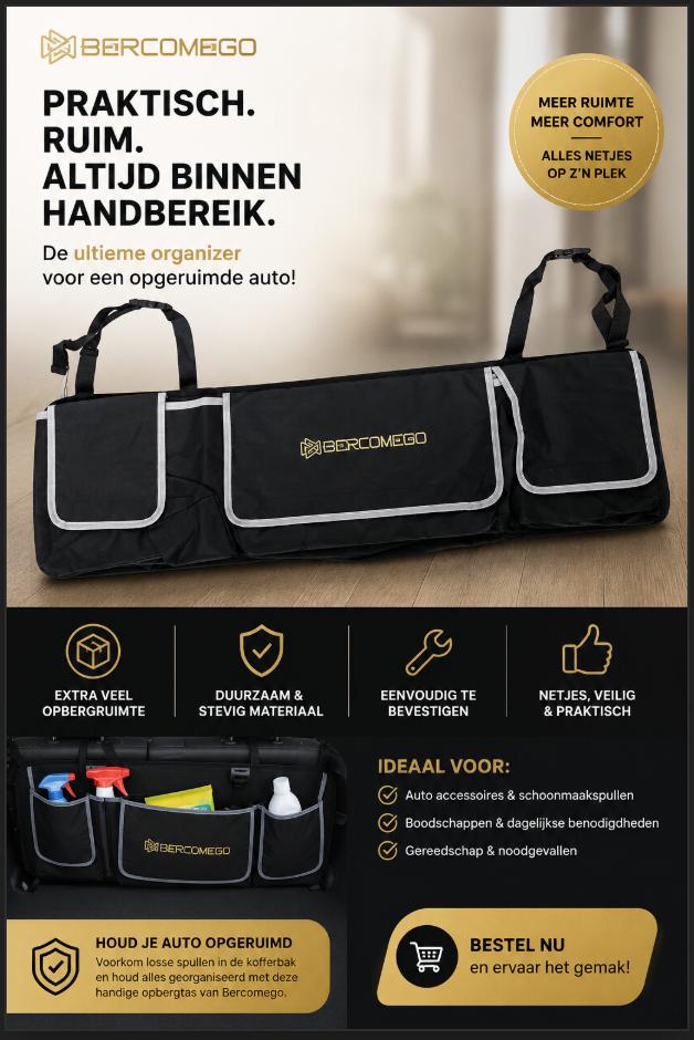 BERCOMEGO Auto Organizer / Kofferbak Organizer, Ophalen of Verzenden, Nieuw
