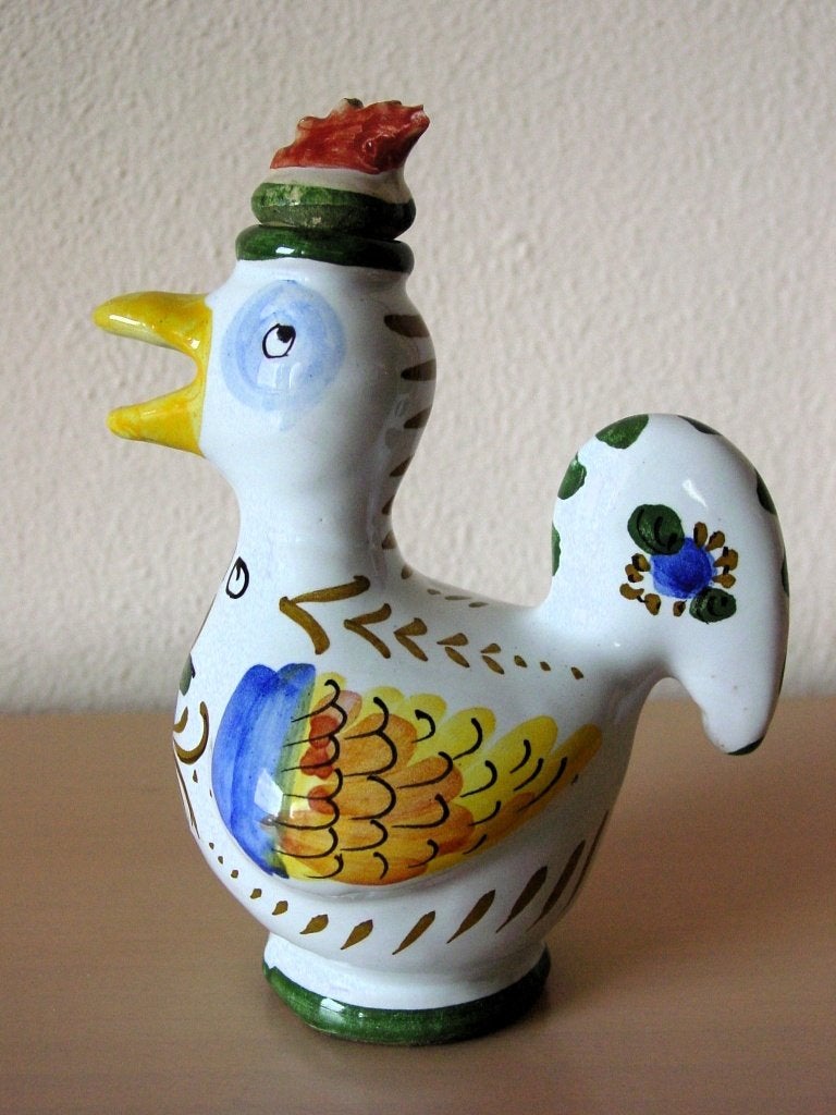 Italiaanse oliekan haan keramiek met opdruk: olio, Antiek en Kunst, Antiek | Servies los, Ophalen of Verzenden