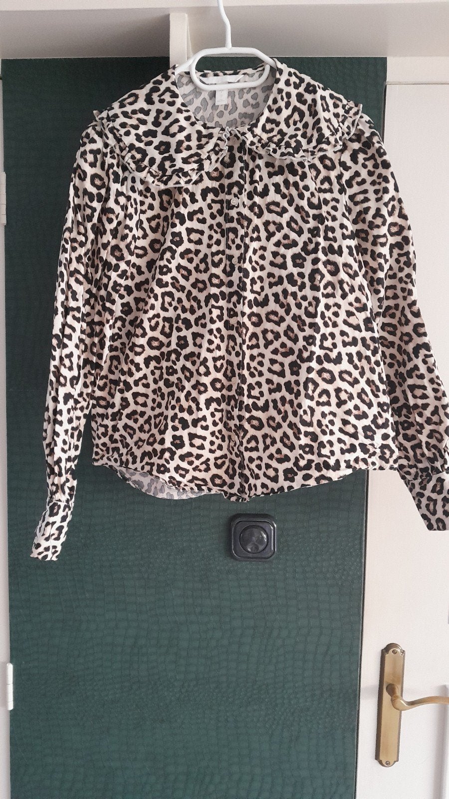 H&M Blouse met luipaardprint en Peter Pan kraag, H&M, Meerkleurig, Ophalen of Verzenden, Maat 36 (S)