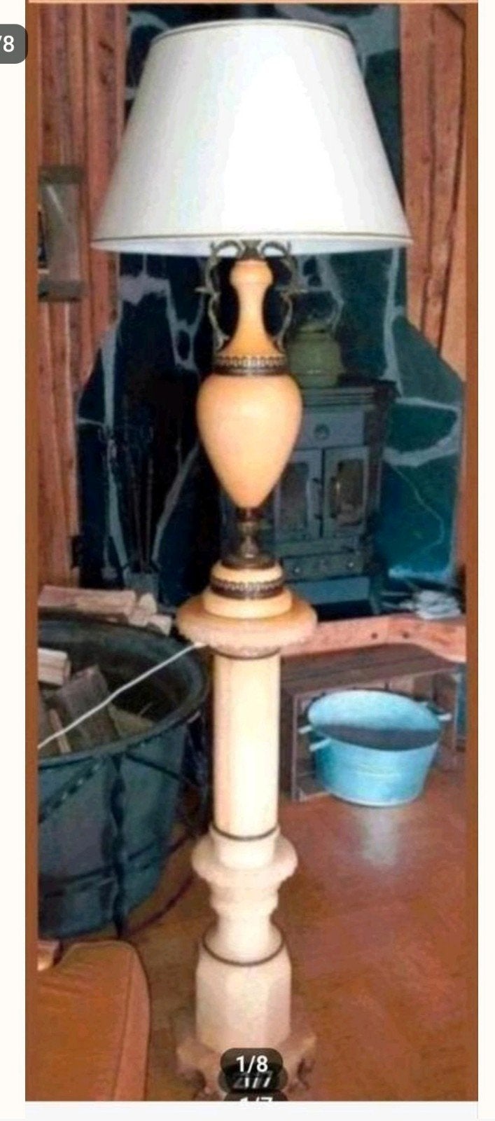 Antieke marmeren lamp op zuil, Ophalen of Verzenden