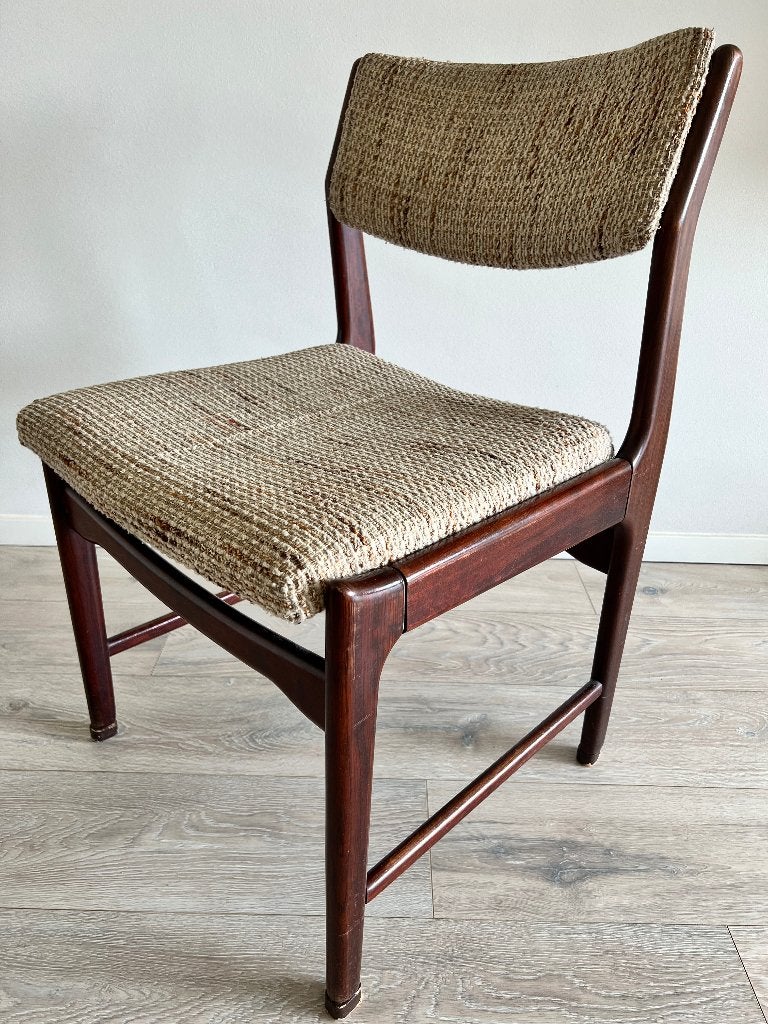4X VINTAGE DEENSE EETKAMERSTOELEN, Ophalen, Hout, Gebruikt, Bruin