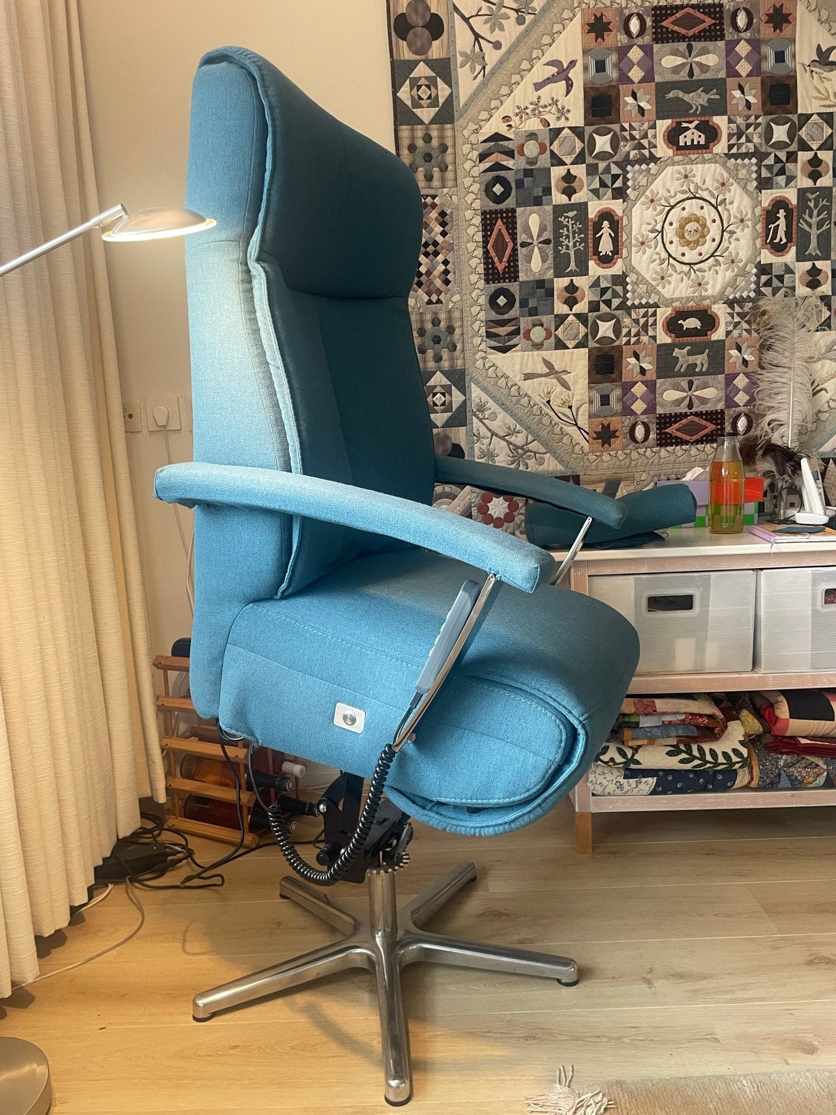 Elektrische relaxfauteuil - sta op stoel  - blauw, Huis en Inrichting, Ophalen, Blauw, Zo goed als nieuw, Eén