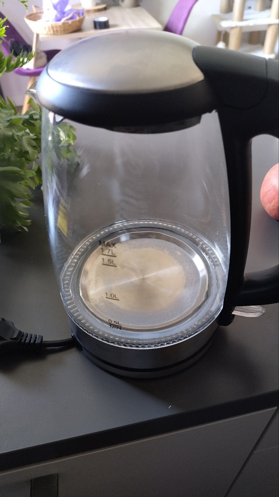 Glazen theekoker - 1.7L waterkoker met RVS accenten, 1 tot 2 liter, Ophalen, Zo goed als nieuw, Draadloos