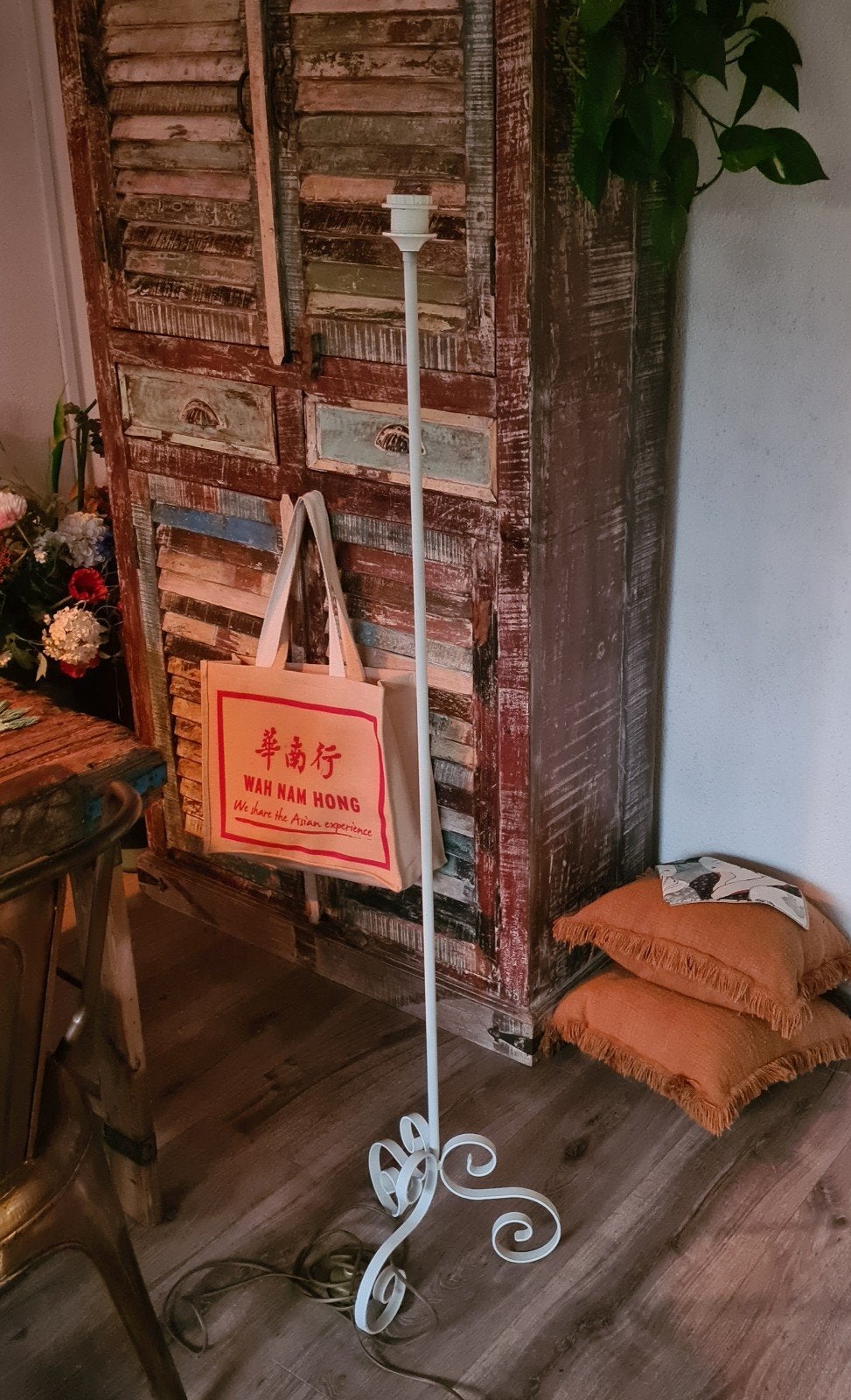 brocante voet voor lampenkap, wit., Ophalen, Gebruikt, Hout, Minder dan 100 cm