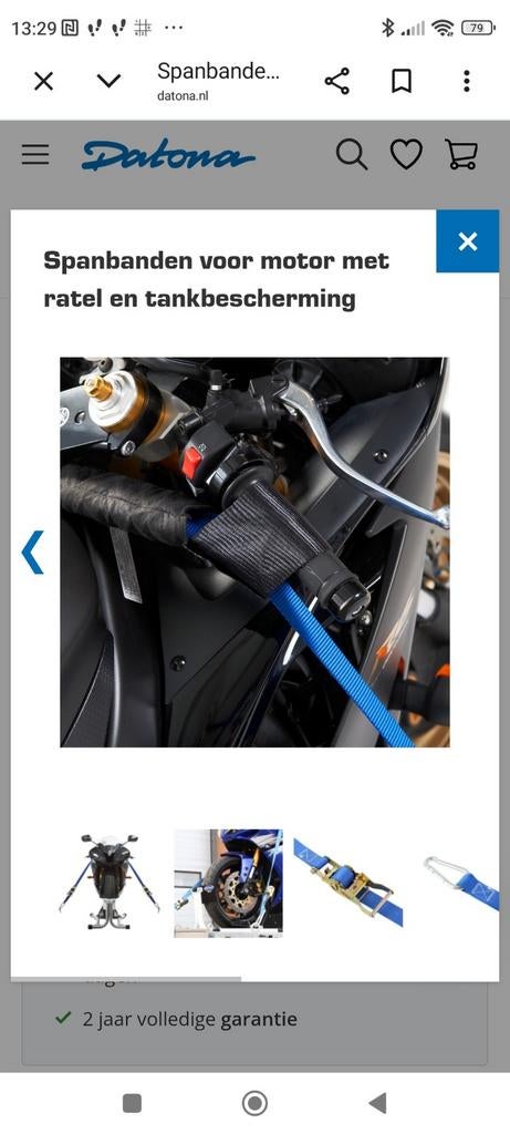 Spanbanden voor motor met ratel en tankbescherming, Motoren, Ophalen, Zo goed als nieuw