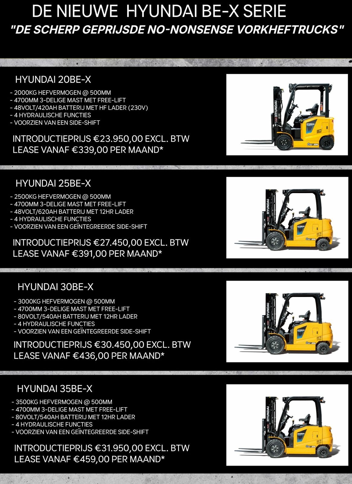 Elektrische heftruck Hyundai, 1000 tot 2000 kg, Ophalen of Verzenden, Elektrisch, Heftruck