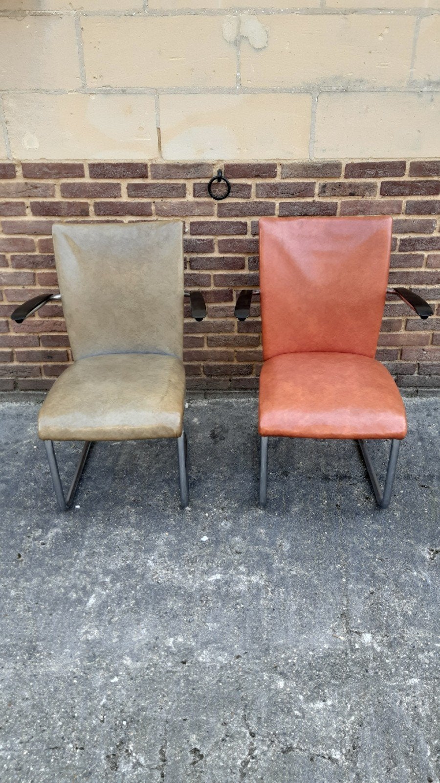 Chromen sledestoel Gebr. De Wit model 7018, Huis en Inrichting, Stoelen, Ophalen, Gebruikt, Twee, Overige kleuren