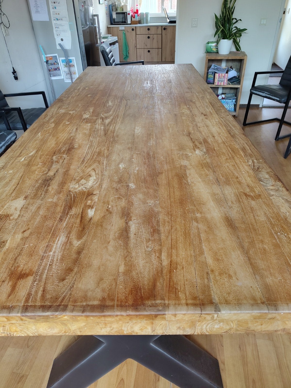grote eetkamertafel massief teakhout, Ophalen, Gebruikt, 100 tot 150 cm, Rustiek