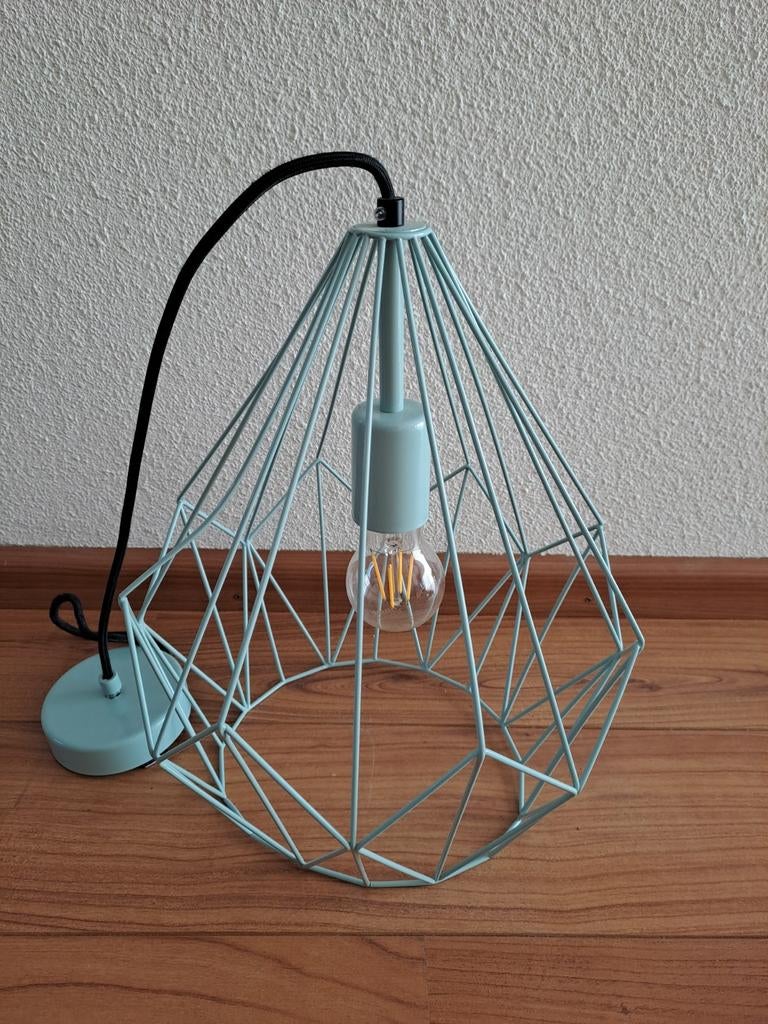 Moderne draadlamp - mintgroen, Ophalen, Zo goed als nieuw, Metaal, Modern, Industrieel, Geometrisch