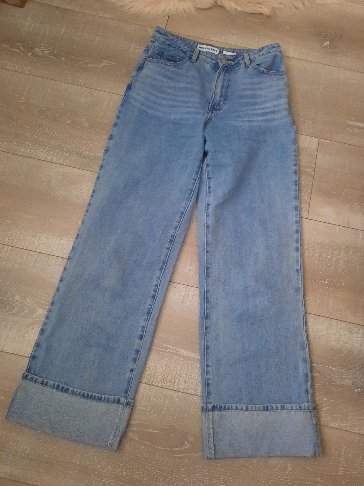 Straight jeans met omslag - Rouge Edit - Maat 38, Kleding | Dames, Spijkerbroeken en Jeans, ROUGE EDIT, Zo goed als nieuw, W30 - W32 (confectie 38/40)