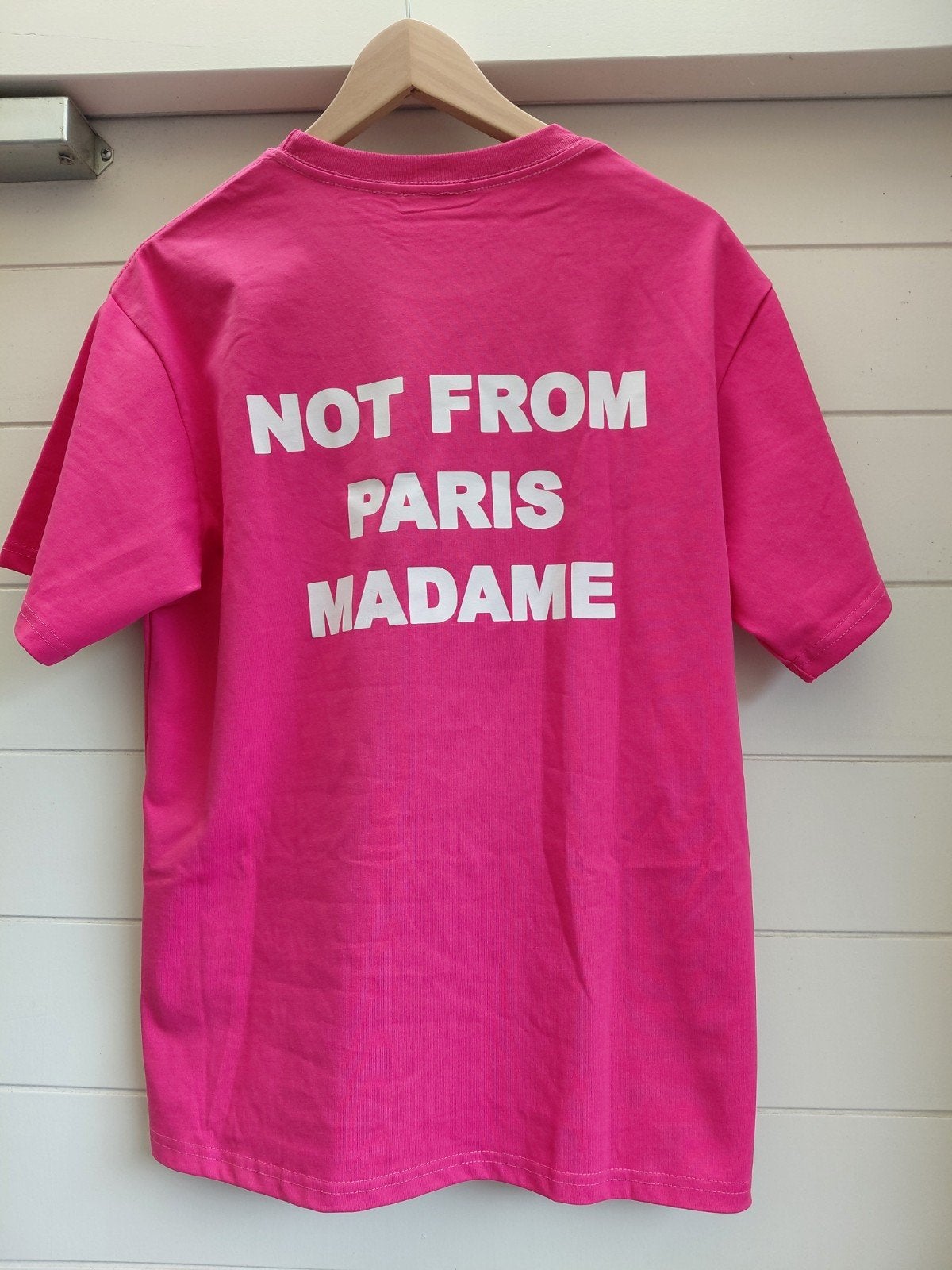 Drôle de Monsieur T-shirt 'Not From Paris Madame' - Roze, Maat 42/44 (L), Nieuw, Ophalen of Verzenden, Korte mouw