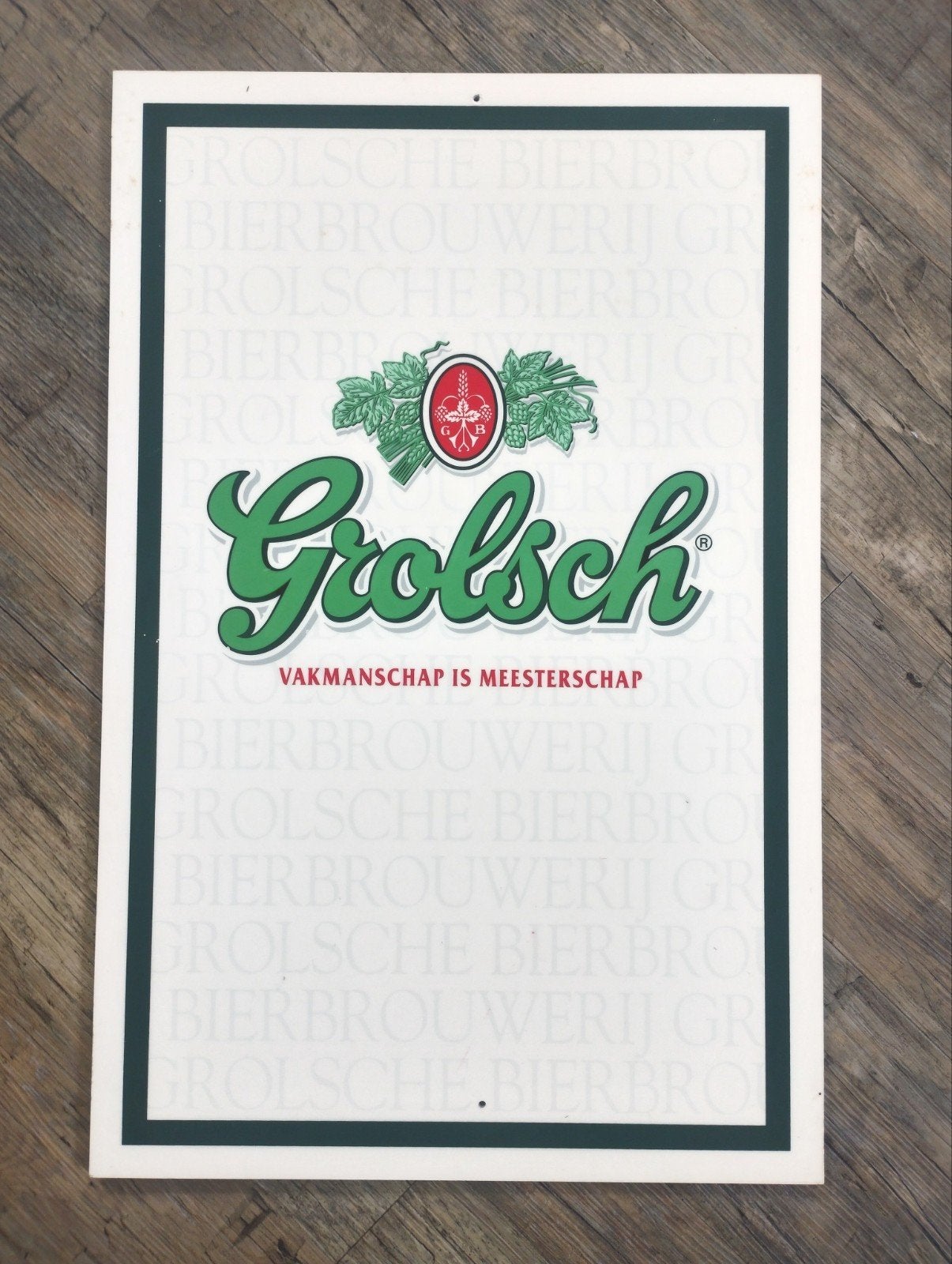 Grolsch bier reclamebord, Verzamelen, Ophalen of Verzenden, Gebruikt, Reclamebord, Plaat of Schild, Grolsch