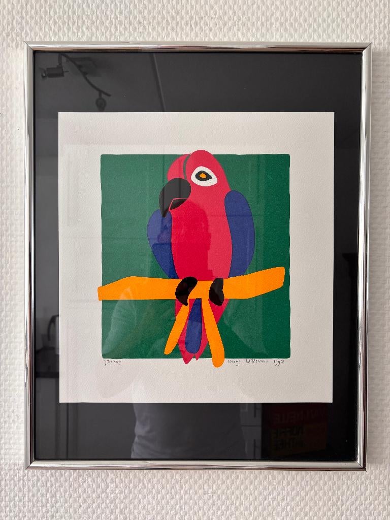 Zeefdruk Papegaai van Maya Wildevuur, gesigneerd, genummerd., Ophalen of Verzenden