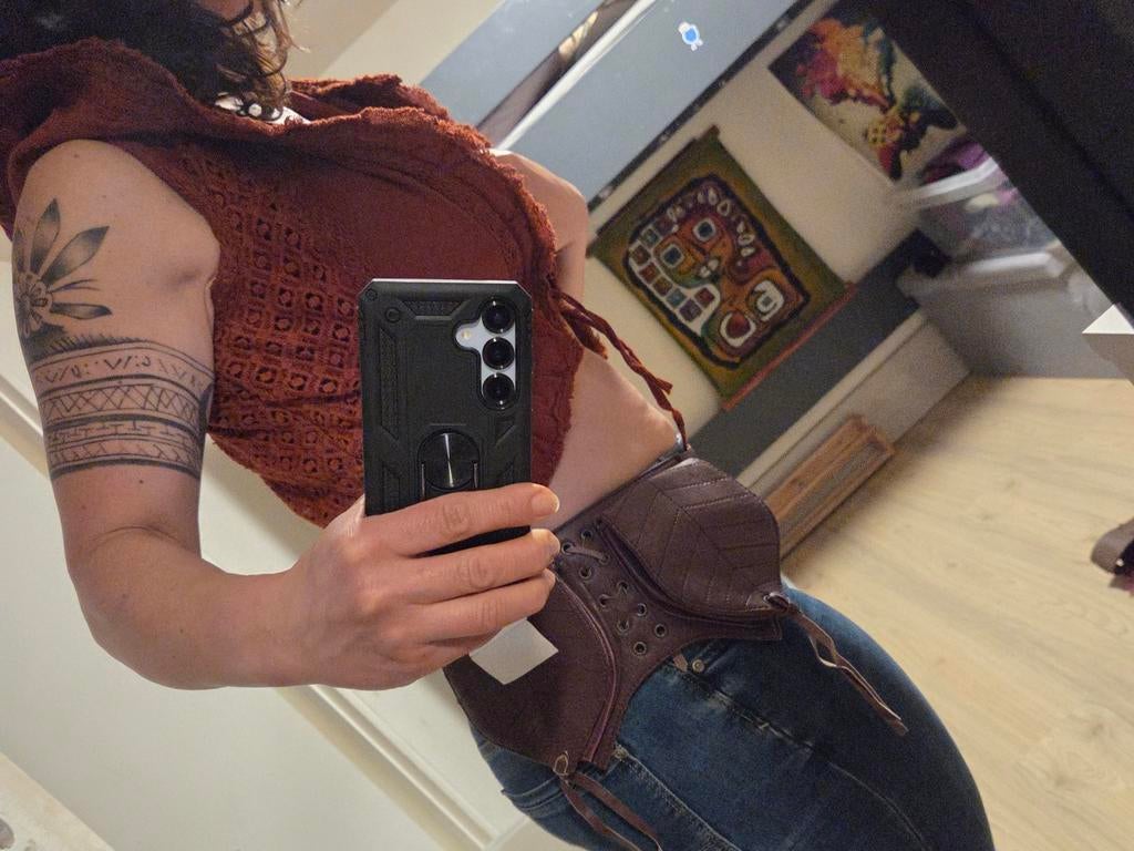Nieuwe handgemaakte hippie, alternative top, Maat 38/40 (M), Bruin, Nieuw, Ophalen of Verzenden