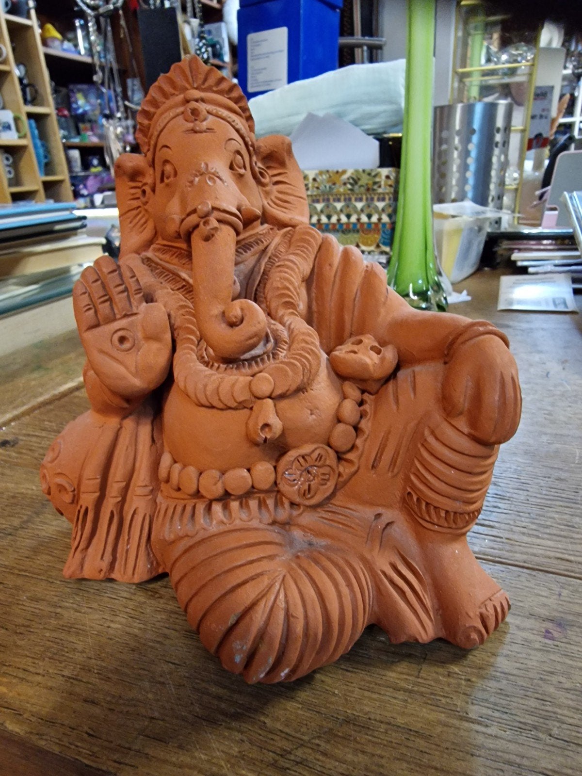 Terracotta Ganesha Beeld - Handgemaakt, Antiek en Kunst, Ophalen, Handgemaakt, Steen of Keramiek, Beeld