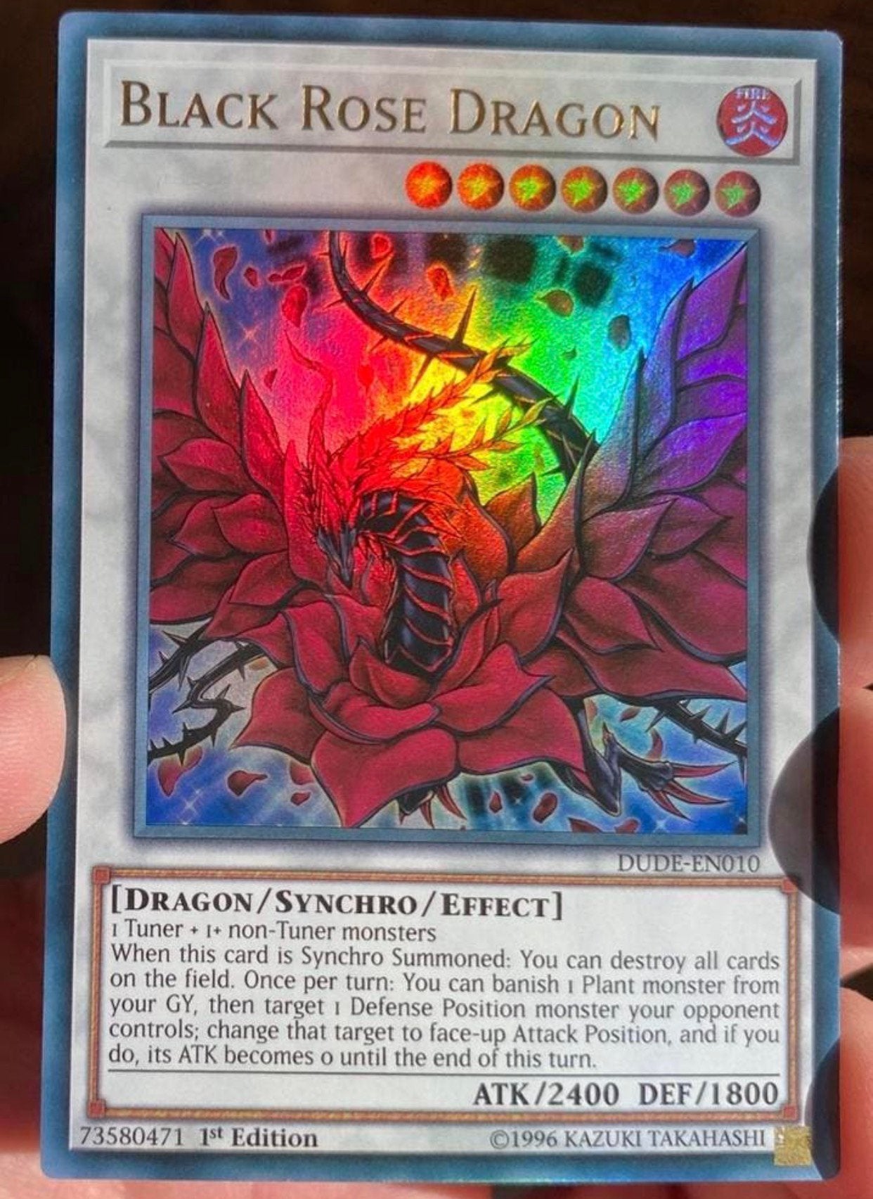 Yu-Gi-Oh! Black Rose Dragon DUDE 1st Edition !, Hobby en Vrije tijd, Verzamelkaartspellen | Yu-gi-Oh!, Ophalen of Verzenden, Zo goed als nieuw