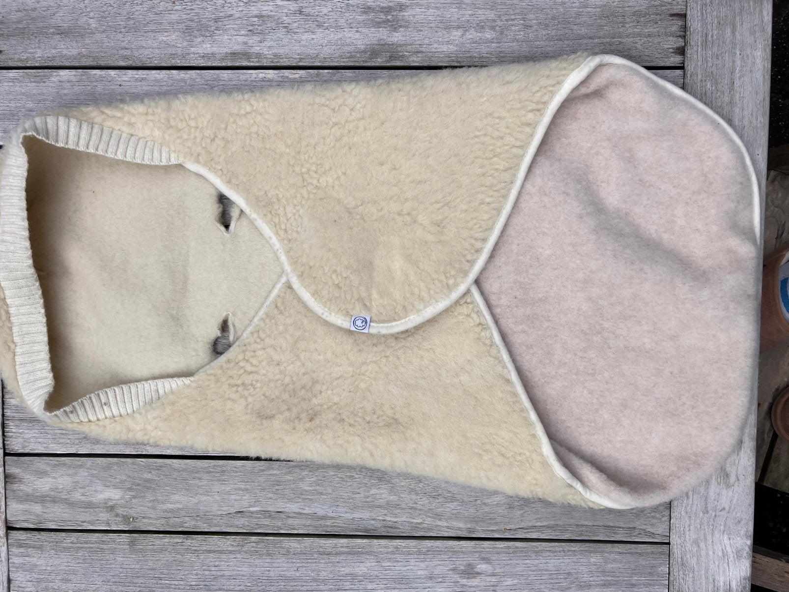 Woolskins wollen wikkeldeken / voetenzak, Zo goed als nieuw, Voetenzak, Ademend, Beige