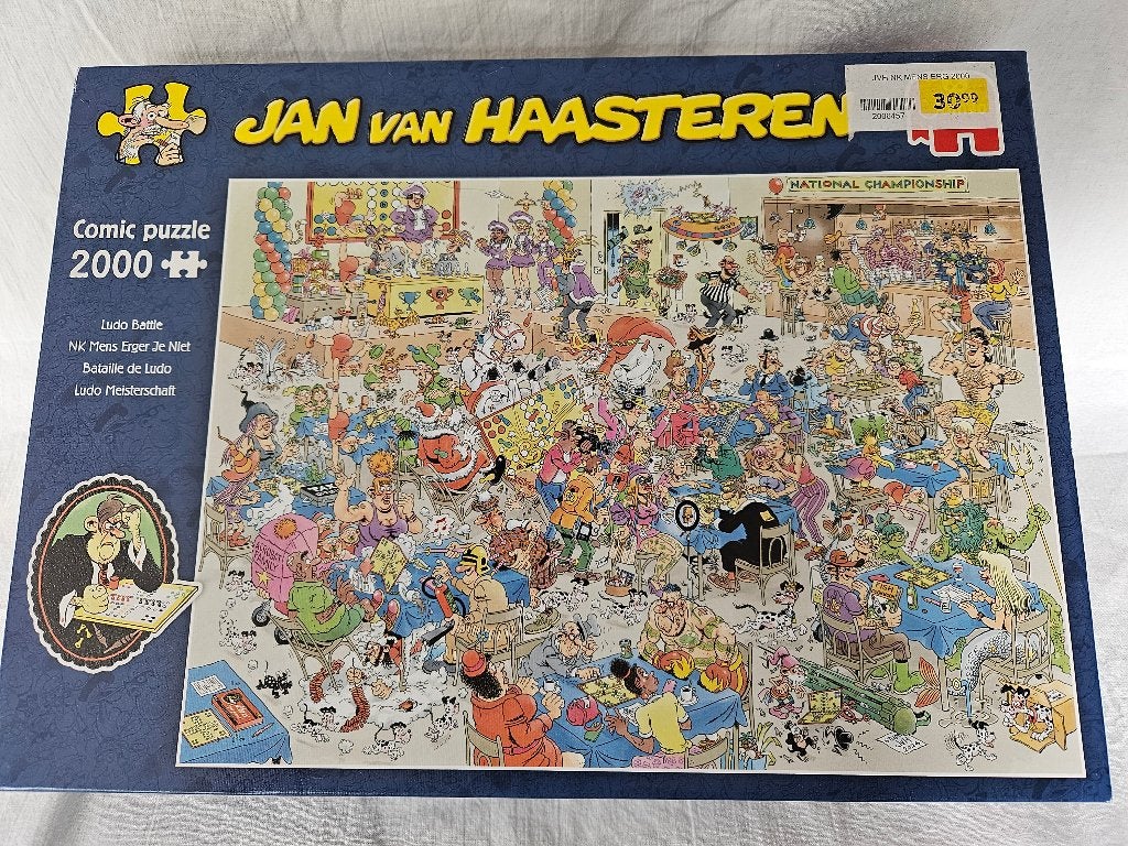 Jan van Haasteren leg puzzel : NK Mens erger je niet, Ophalen of Verzenden, Meer dan 1500 stukjes, Zo goed als nieuw, Legpuzzel