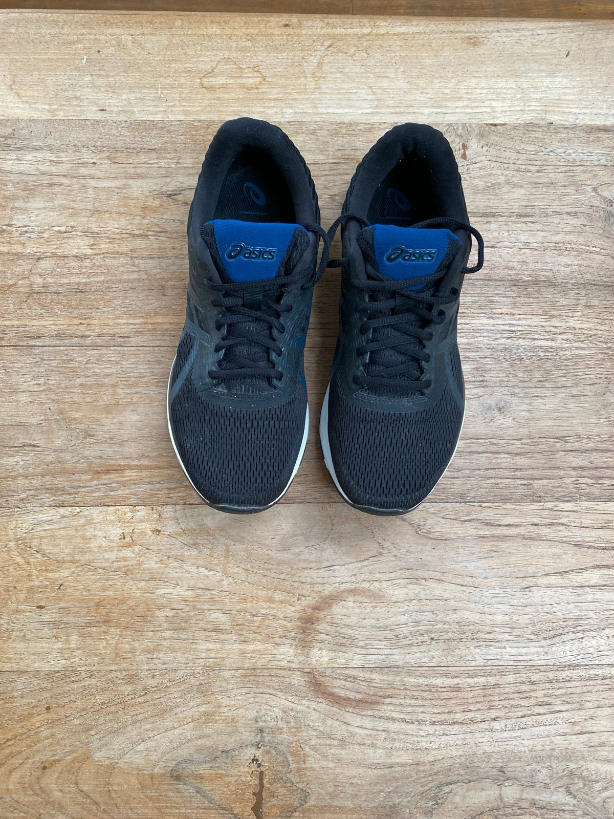 ASICS hardloopschoenen - zwart/blauw, maat 43,5, Gebruikt, Hardloopschoenen, Ophalen of Verzenden, Hardlopen