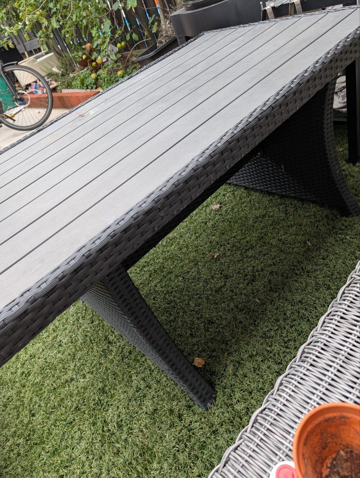 Gratis tuintafel (140cm) en/of 7 tuinstoelen, Tuin en Terras, Ophalen of Verzenden, Gebruikt, Rechthoekig, Wicker