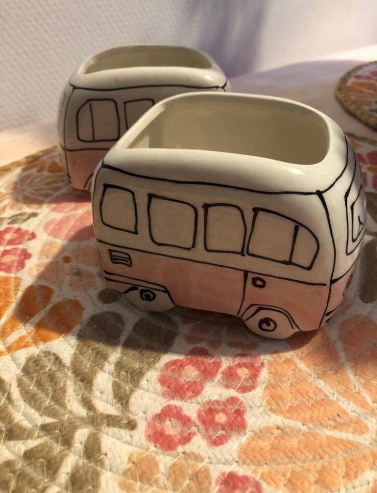 Volkswagen samba VW Bus Busje bloempot pot nieuw roze, Tuin en Terras, Rond, Nieuw, Ophalen of Verzenden, Aardewerk