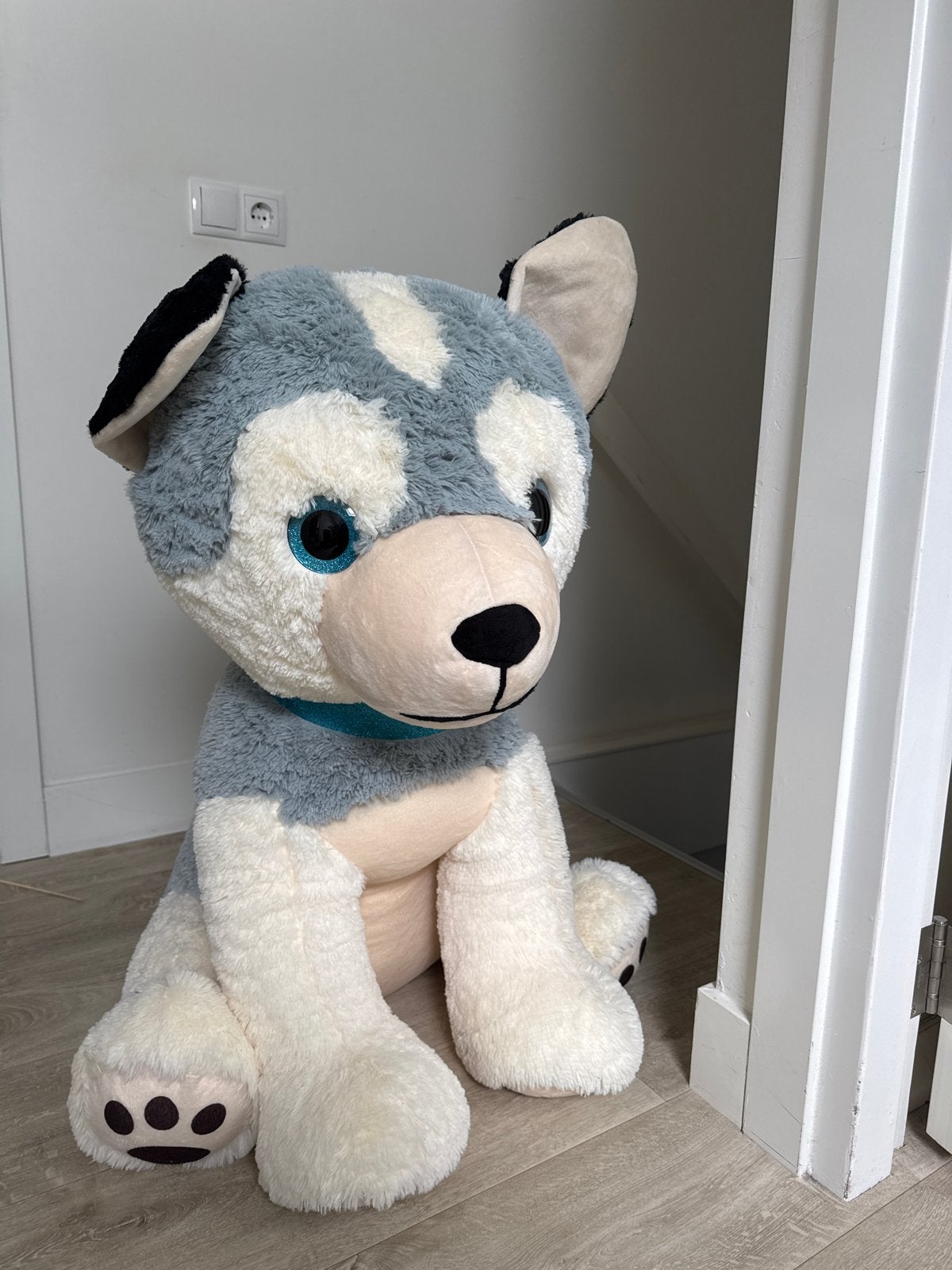 Grote Knuffel  - 85 cm hoog, Ophalen, Grijs, Hond, Zo goed als nieuw