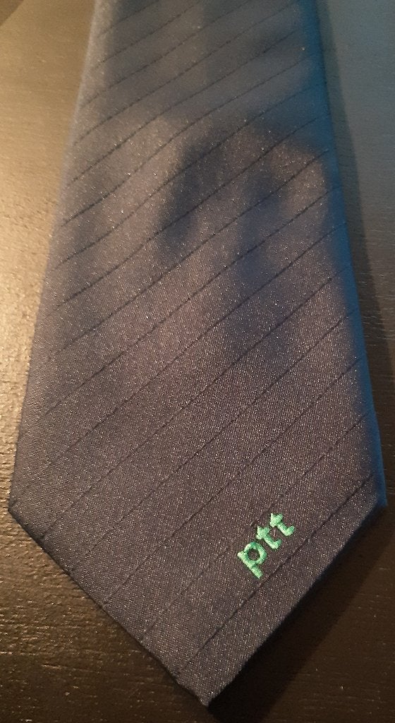 PTT stropdas blauw met groene letters, Verzamelen, Ophalen of Verzenden, Nieuw, Gebruiksvoorwerp