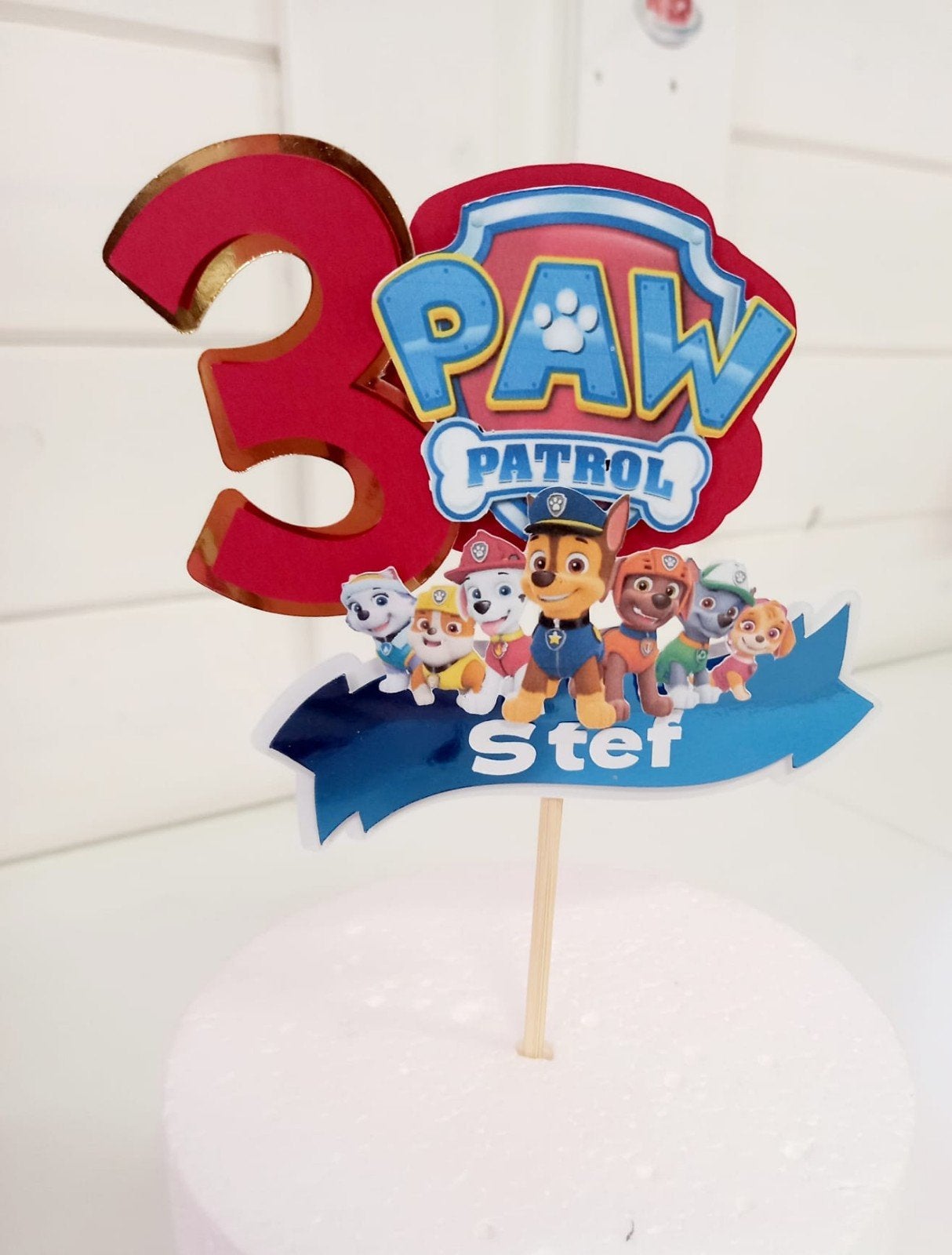 Taartopper/steker Paw Patrol 3D handgemaakt op bestelling, Ophalen of Verzenden, Nieuw, Taarten, Versiering
