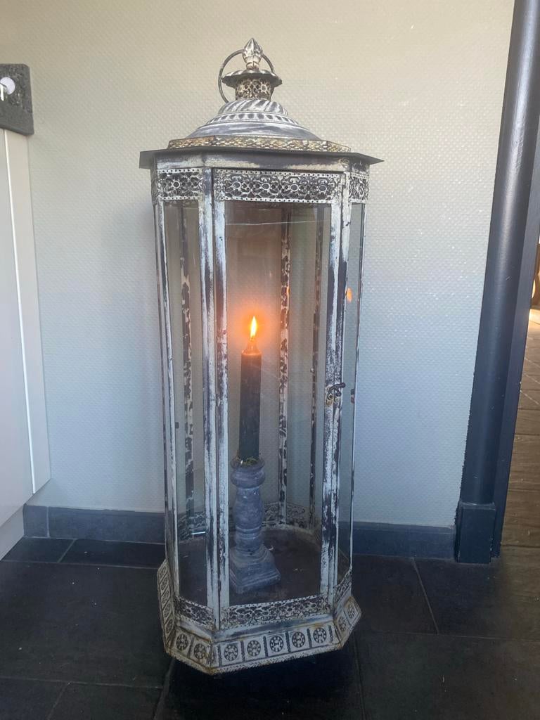 Klassieke lantaarn - decoratie 104CM HOOG!, Gebruikt, Zwart, Ophalen of Verzenden, Metaal