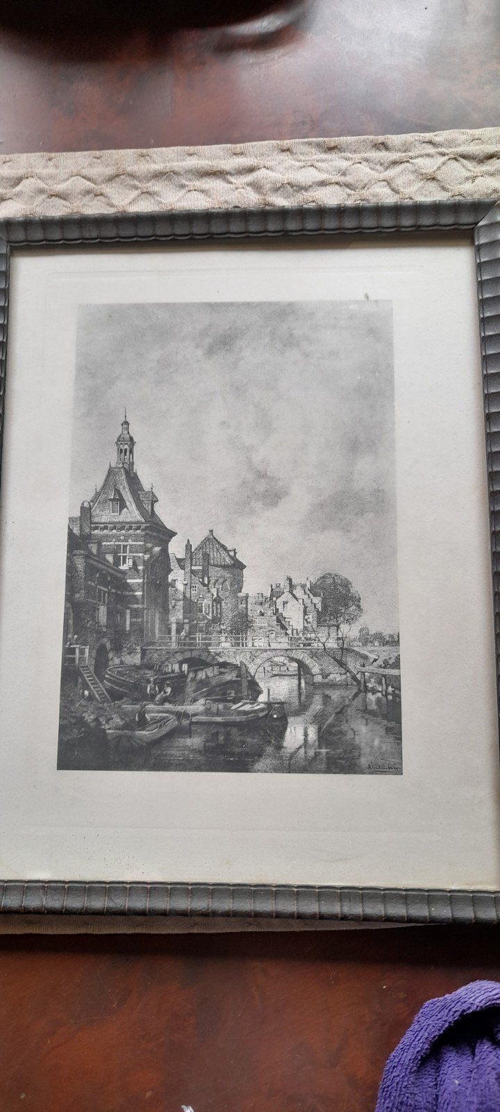 Ets van Klinkenberg - Stadsgezicht met gracht en brug, Ophalen of Verzenden