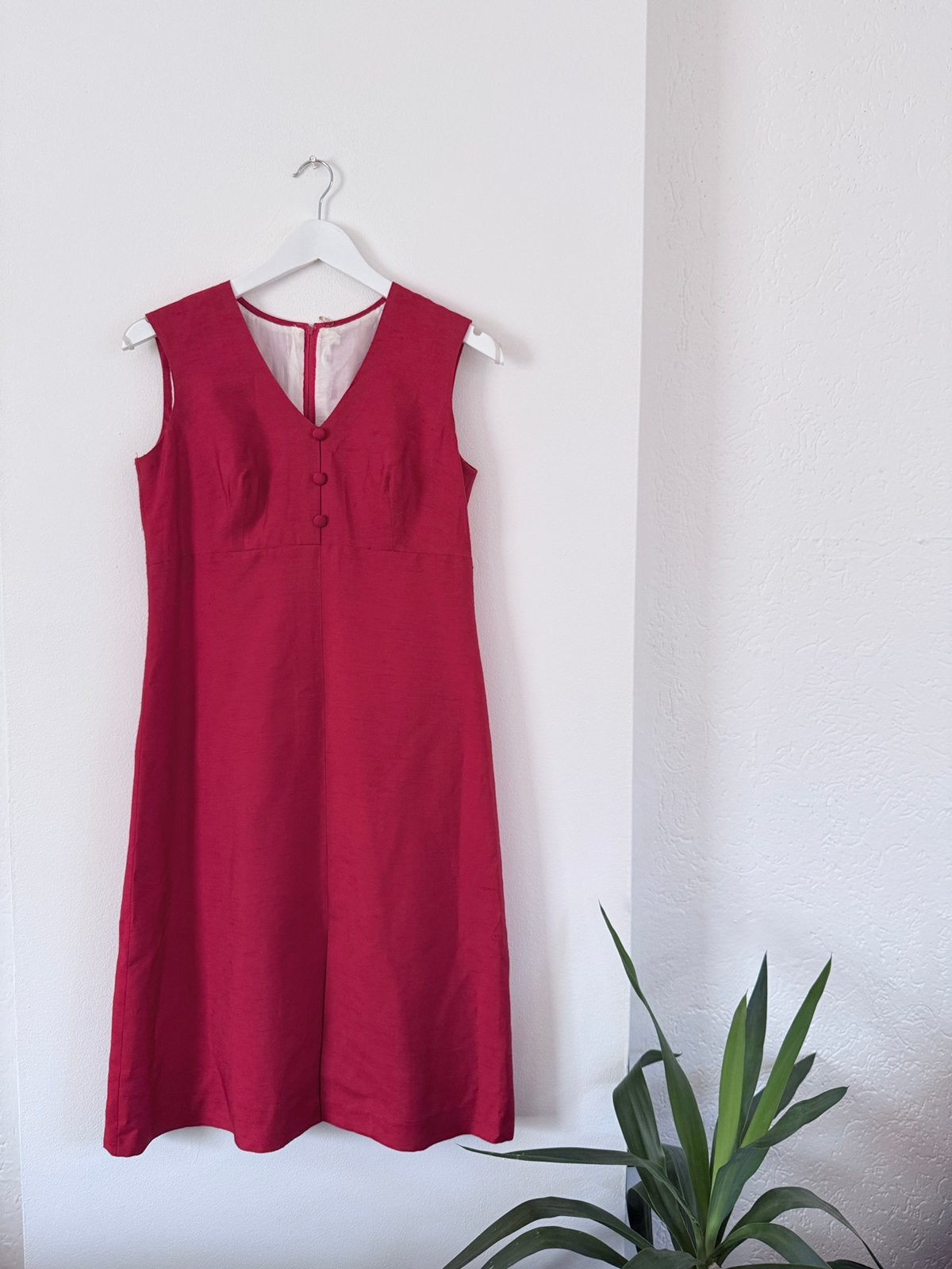 Linnen jurkje | jaren 60, Kleding | Dames, Jurken, Zo goed als nieuw, Rood, Onder de knie, Ophalen of Verzenden