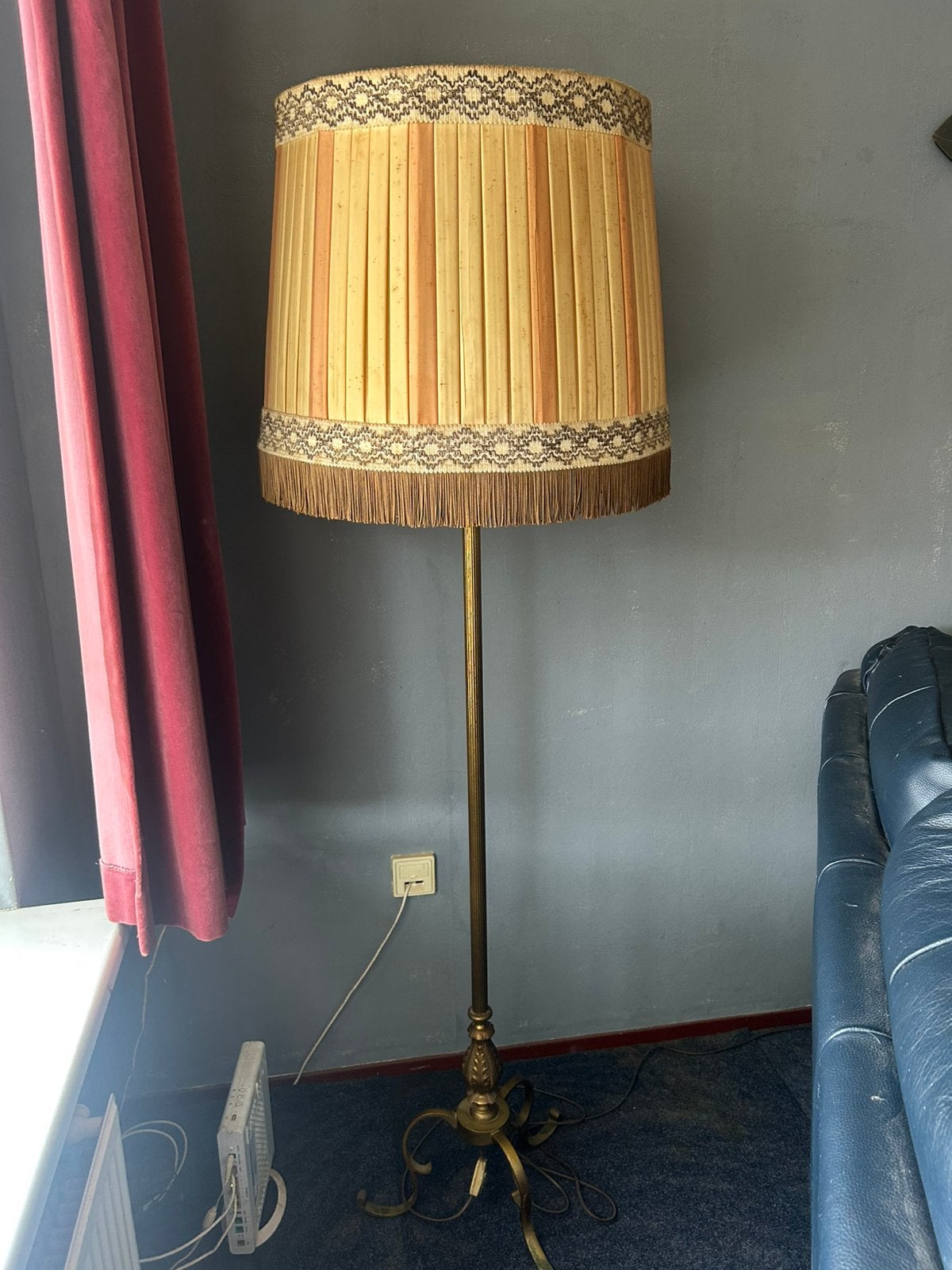 Vintage staande lamp koper, Ophalen, Gebruikt, Vintage, 150 tot 200 cm